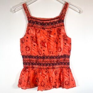 Theory Womens Summer Printed Top Flinda Calla Lily Size Small Elastic Waist